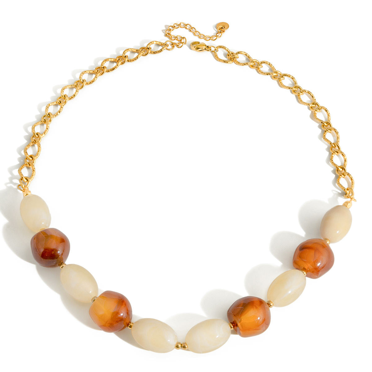 Vintage Chunky Beaded Necklace – Gold-Plated Stainless Steel Statement Jewelry