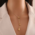 Gold-Tone Water Drop Tassel Pendant Necklace