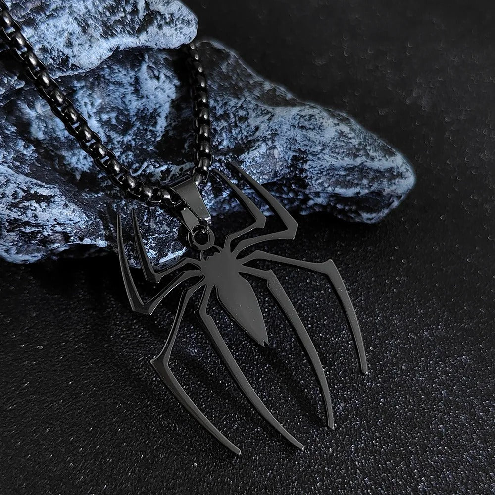 Stainless Steel Spider Pendant Necklace